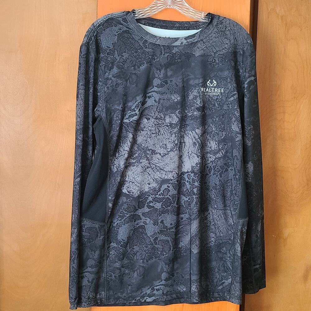 Mens Realtree Fishing Wav3 LS Shirt Medium Activewear Outdoors Camping